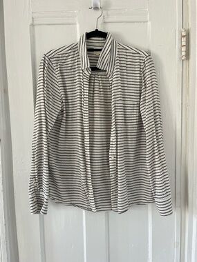 J. Crew Women's Striped Button-Down Shirt in White and Gray